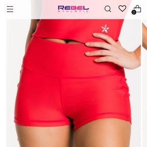 Rebel Athletic Miss America Iconic Compression Shorts in Red Adult Small